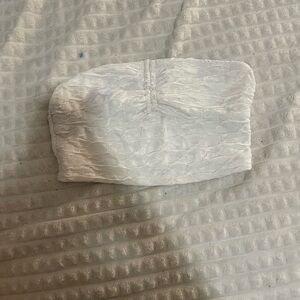 White Textured Bandeau Top